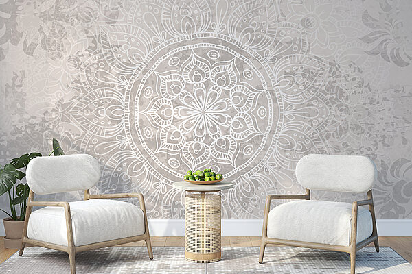 Fehér és szürke mandala Fehér és szürke mandala