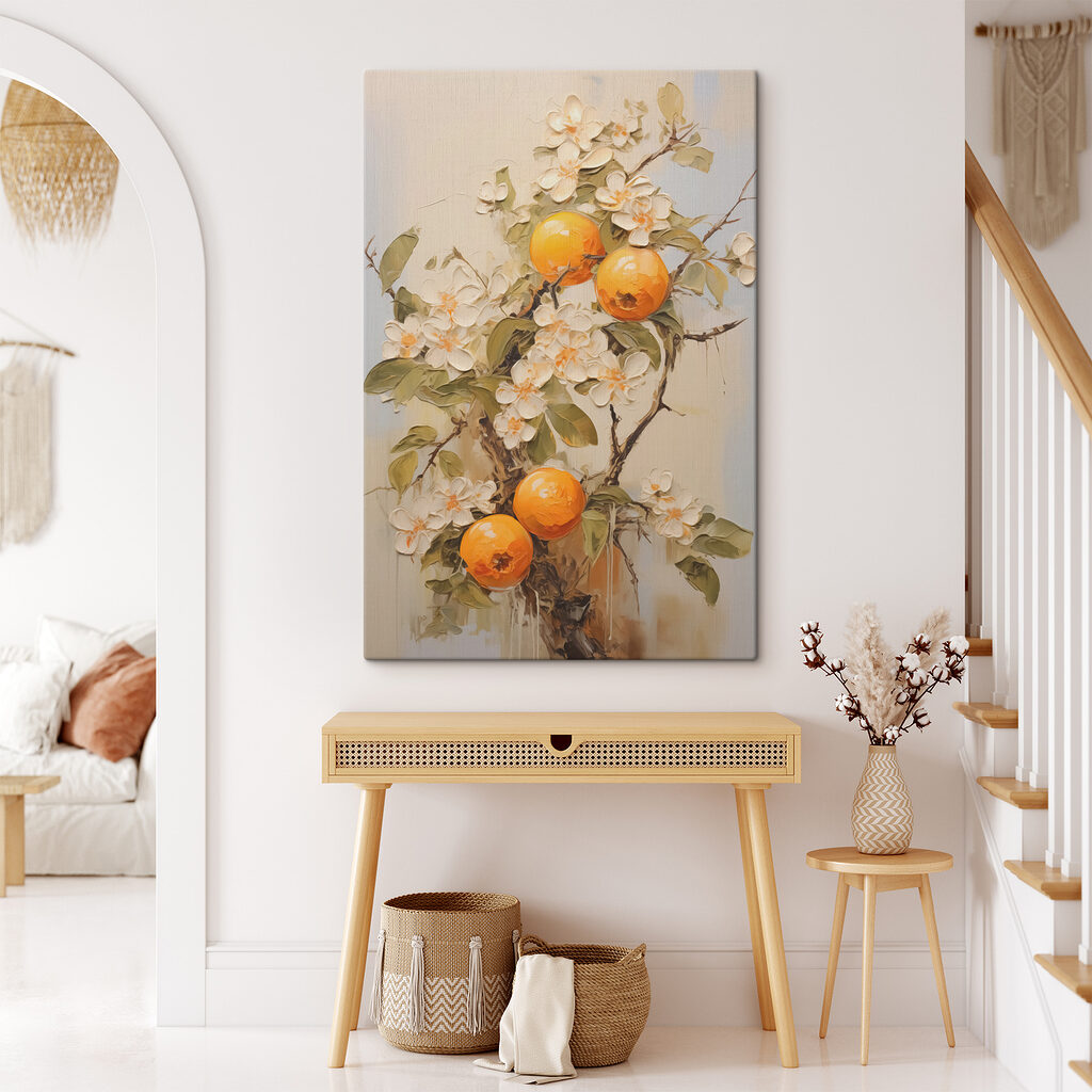 Painting of oranges and flowers