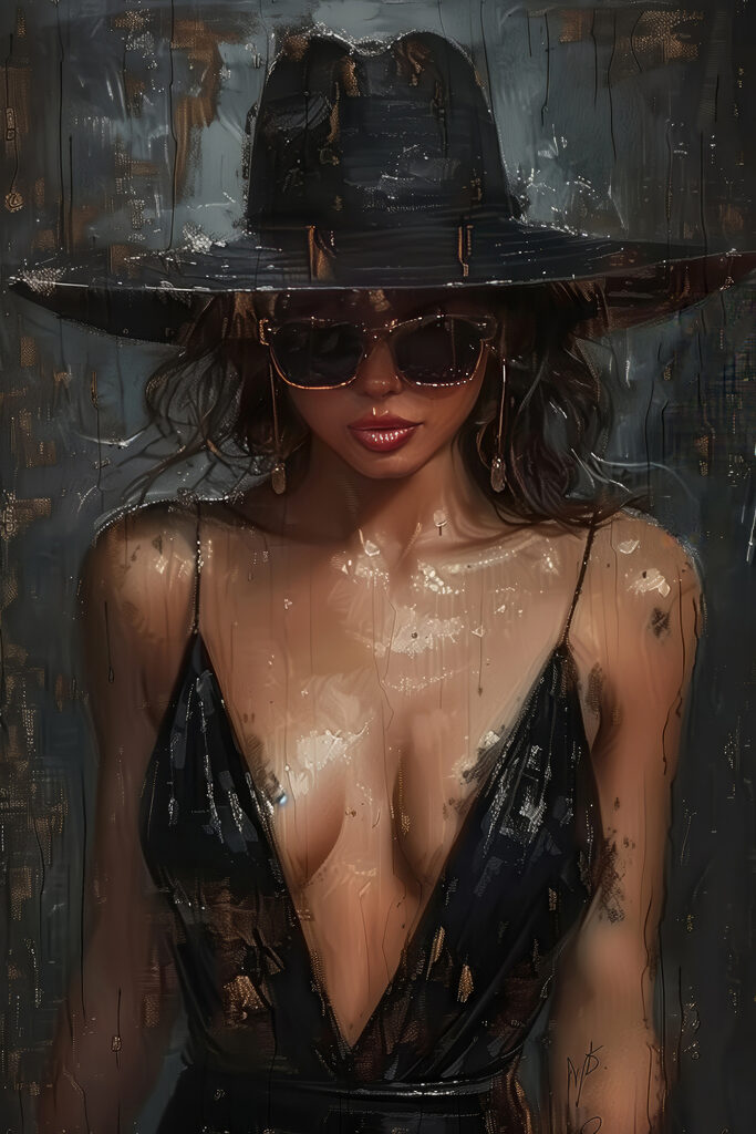 Woman wearing a hat and sunglasses Woman wearing a hat and sunglasses