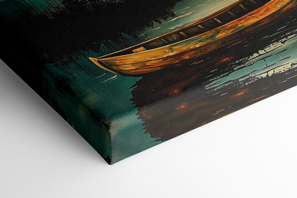 Boat in the water with a full moon in the background