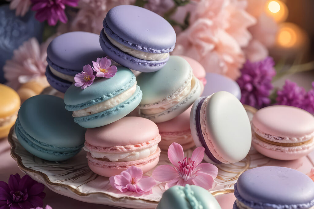 Plate of colorful macaroons