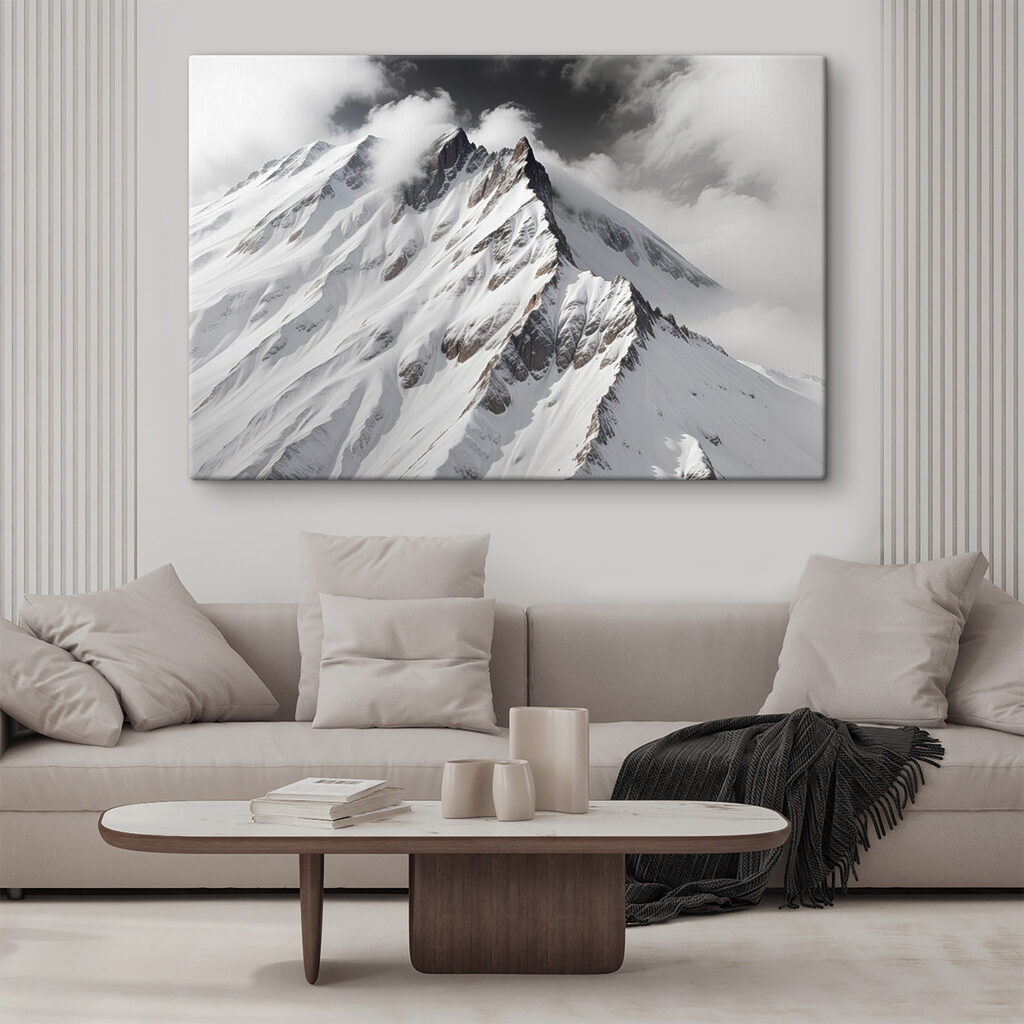 Mountain with snow and clouds