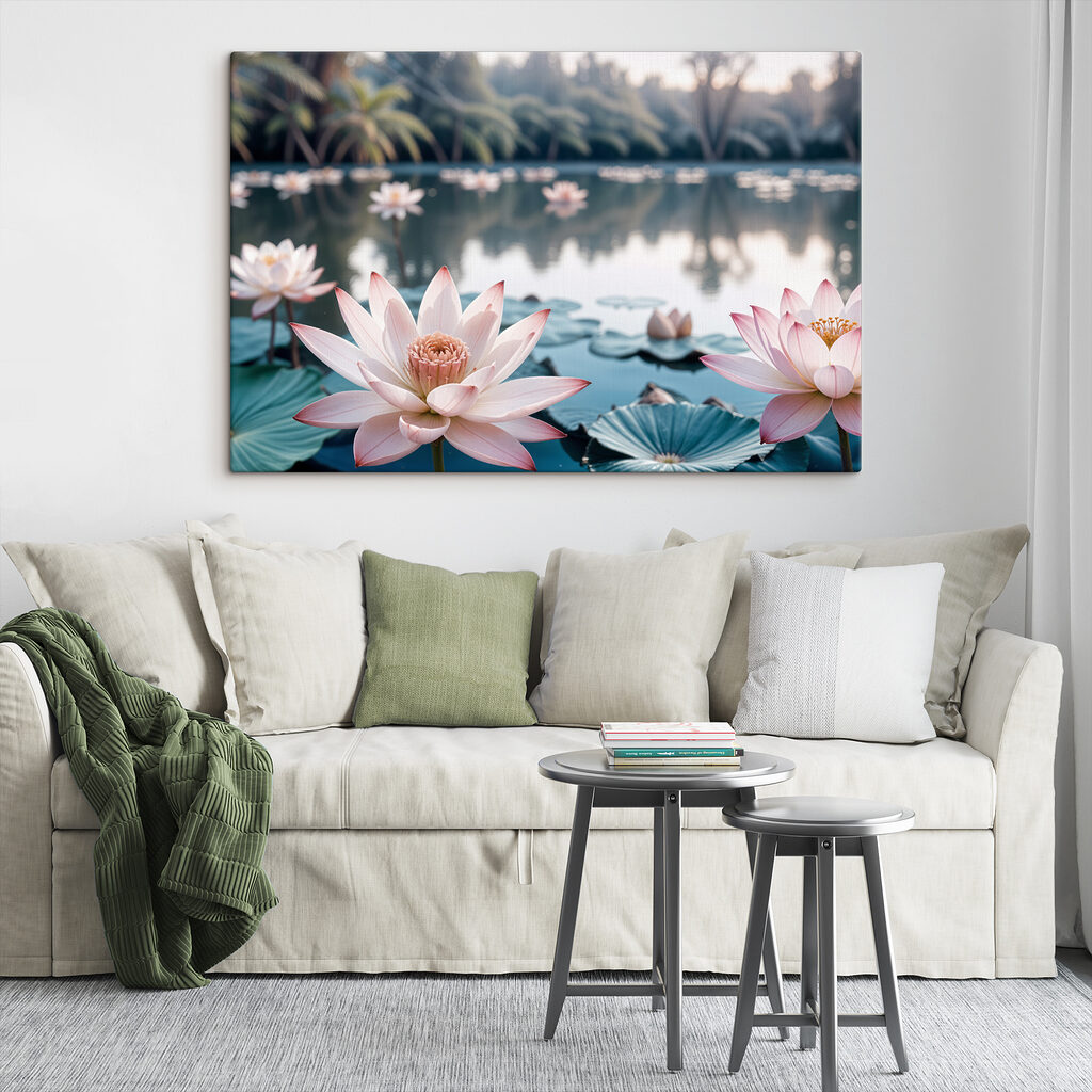 Pink and white flowers on a lake Pink and white flowers on a lake