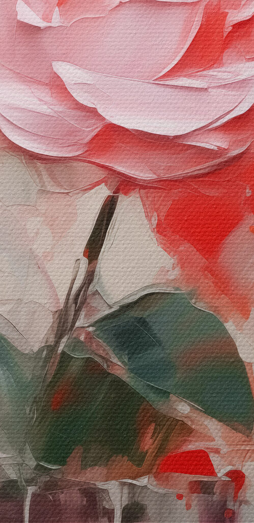 Painting of a pink rose in a pot Painting of a pink rose in a pot