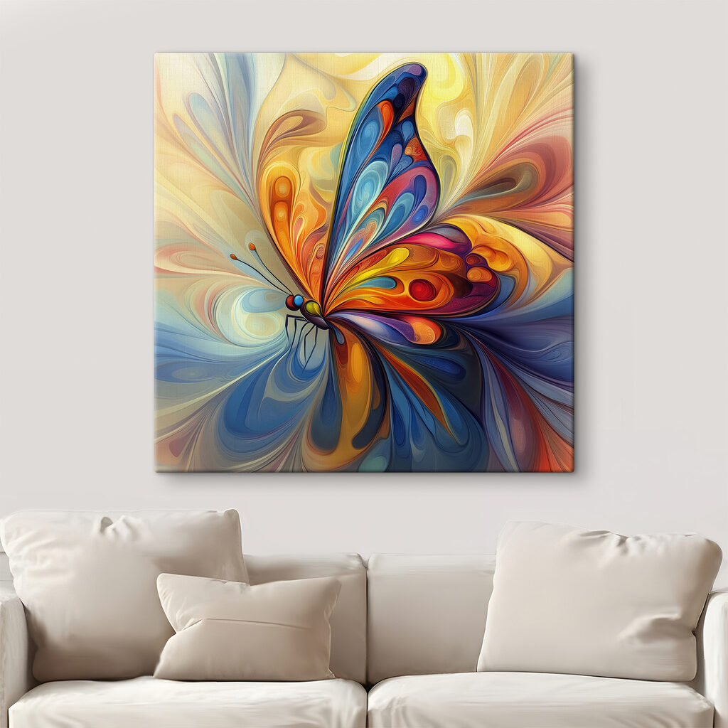 Colorful butterfly with a swirly pattern
