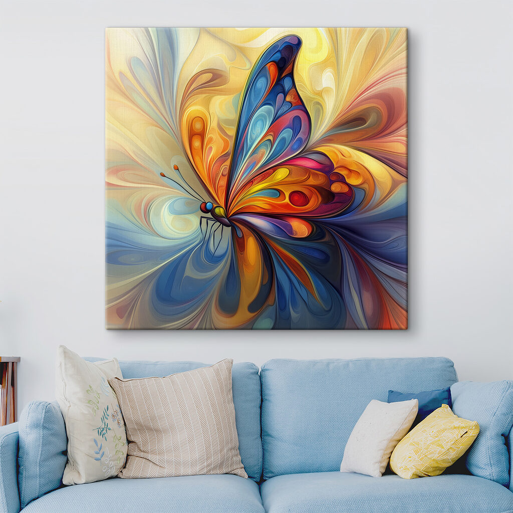 Colorful butterfly with a swirly pattern