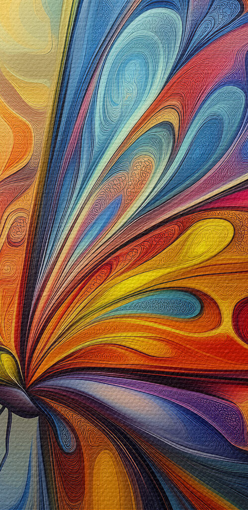 Colorful butterfly with a swirly pattern