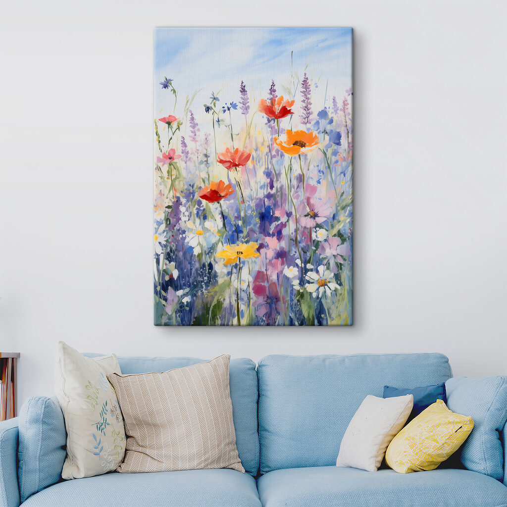 Painting of flowers in a field Painting of flowers in a field
