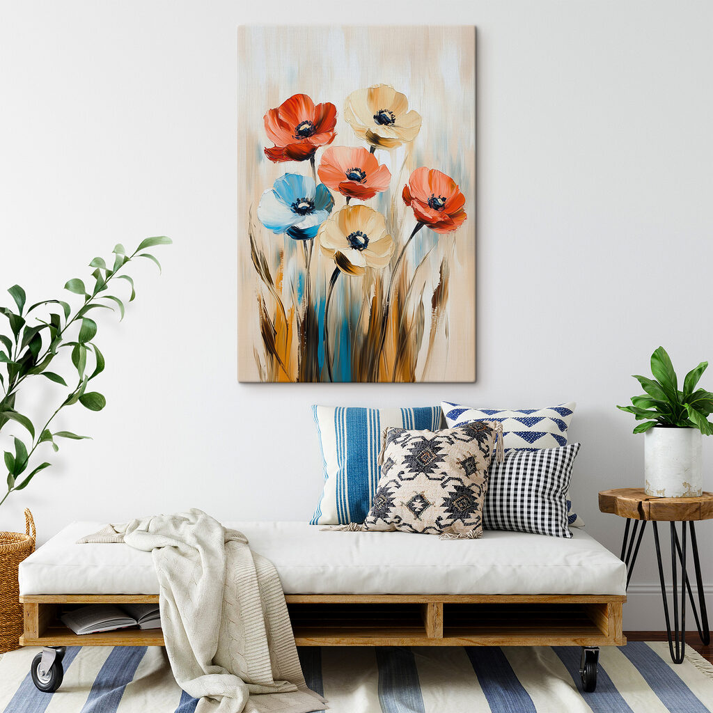 Painting of flowers on a canvas Painting of flowers on a canvas