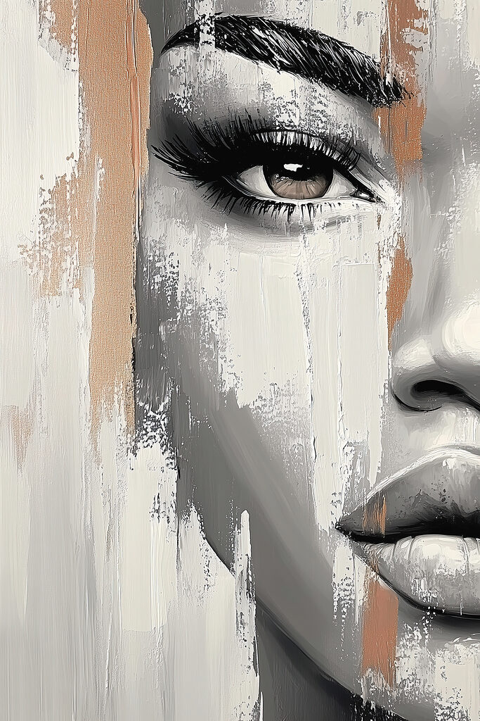 Woman's face with a paint stain
