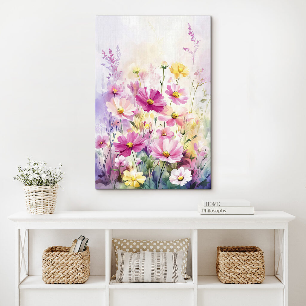 Painting of flowers in a field