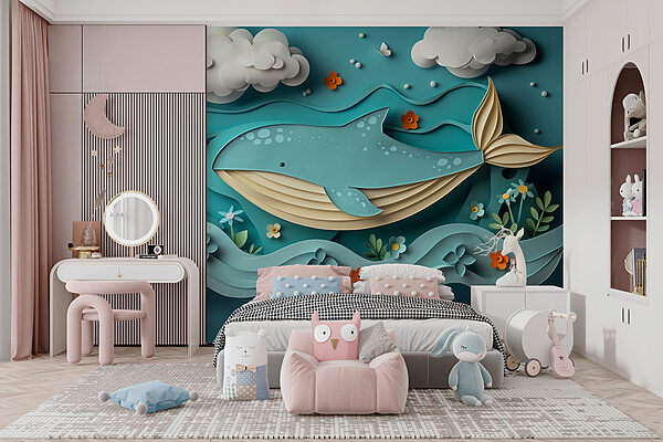 Papírból kivágott bálna az óceánban Papírból kivágott bálna az óceánban