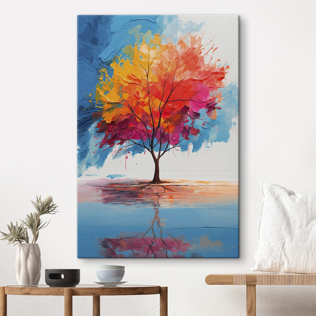Painting of a colorful tree Painting of a colorful tree