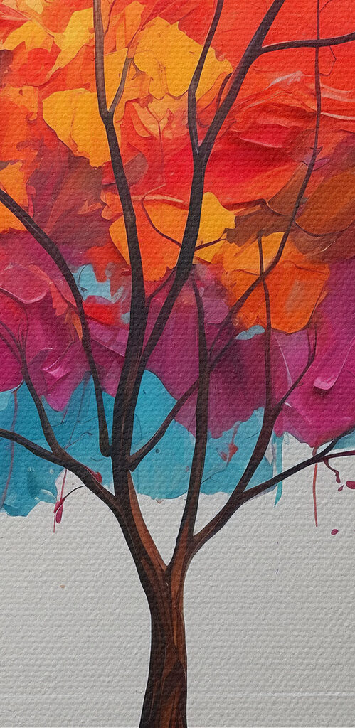Painting of a colorful tree Painting of a colorful tree