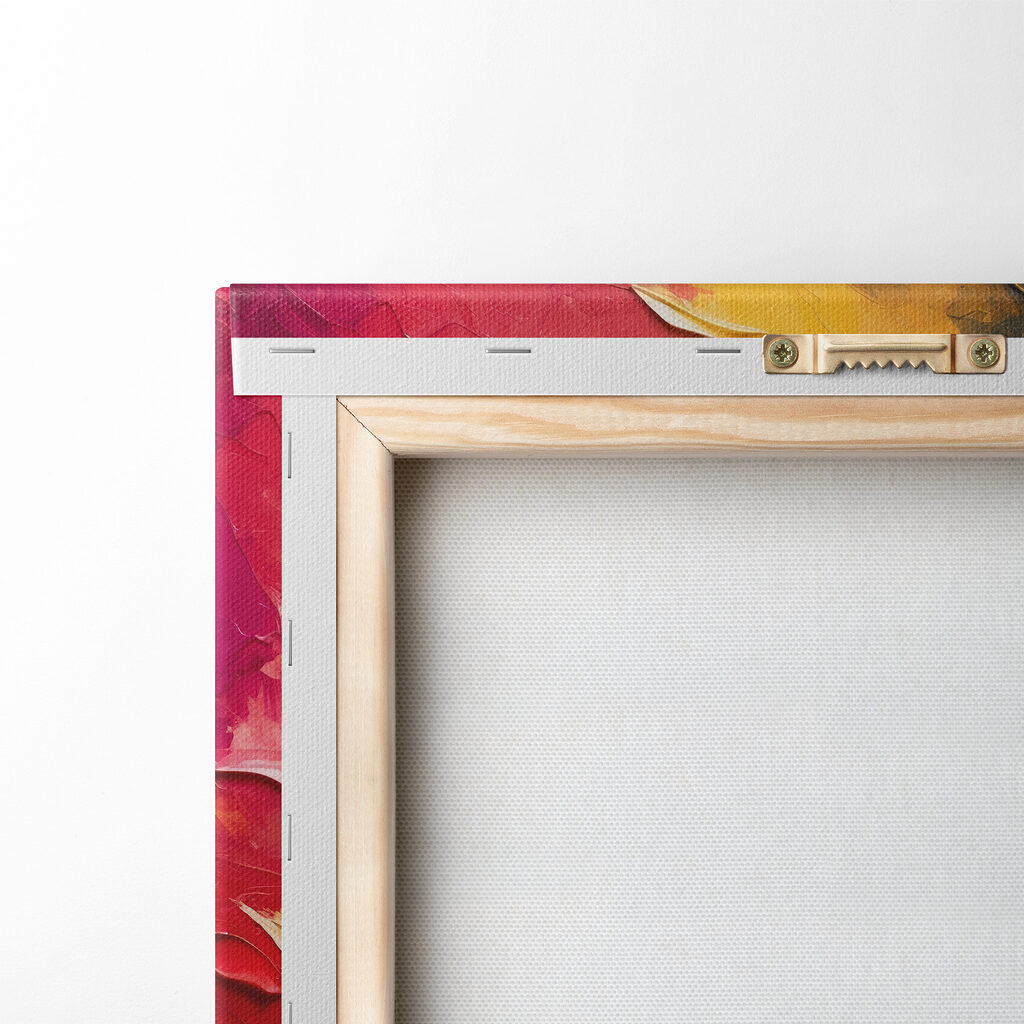 Painting of a tree with orange and blue leaves