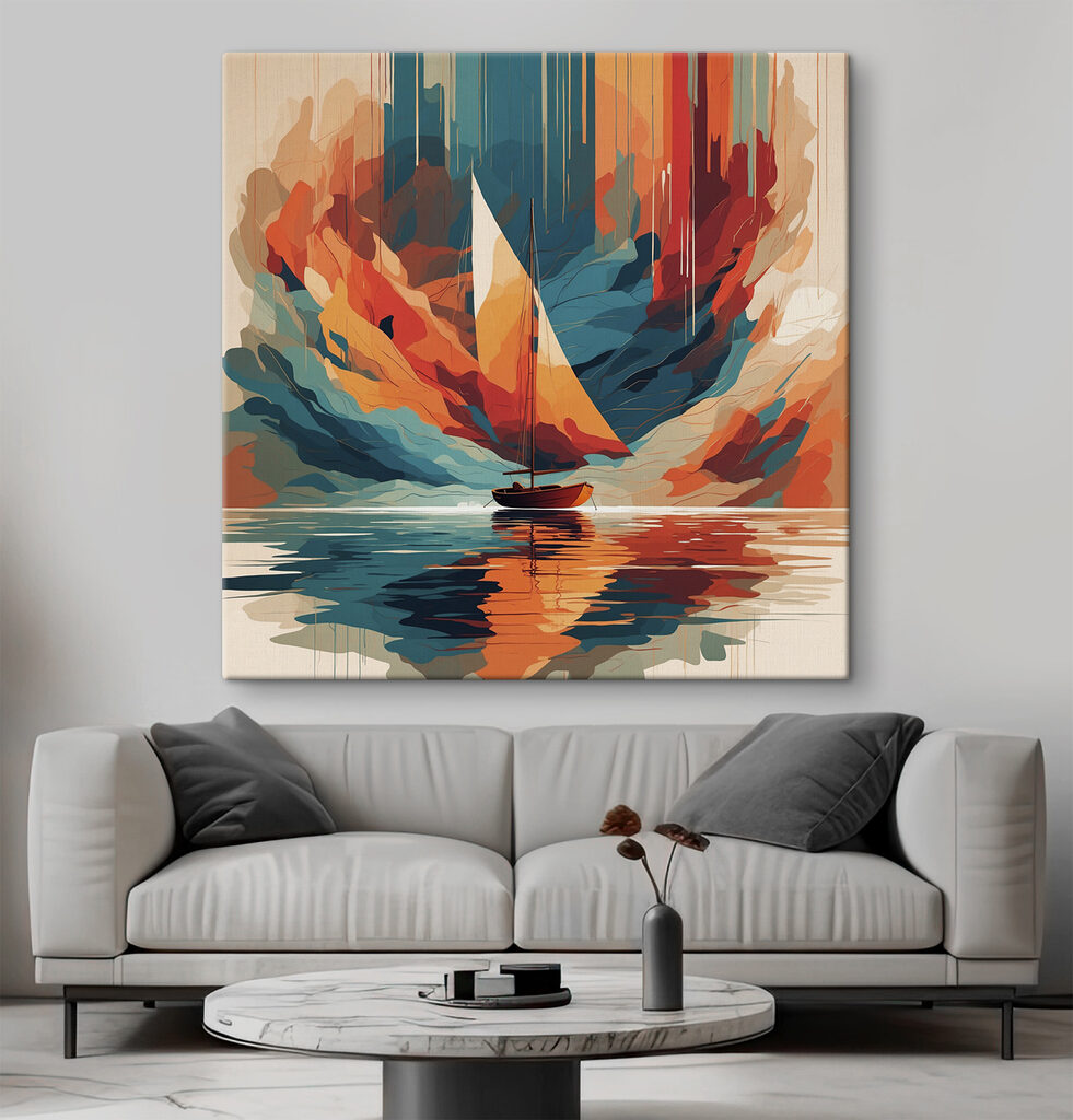 Sailboat on water with colorful clouds Sailboat on water with colorful clouds