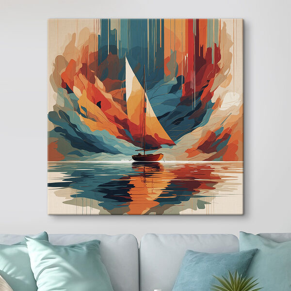 Sailboat on water with colorful clouds Sailboat on water with colorful clouds