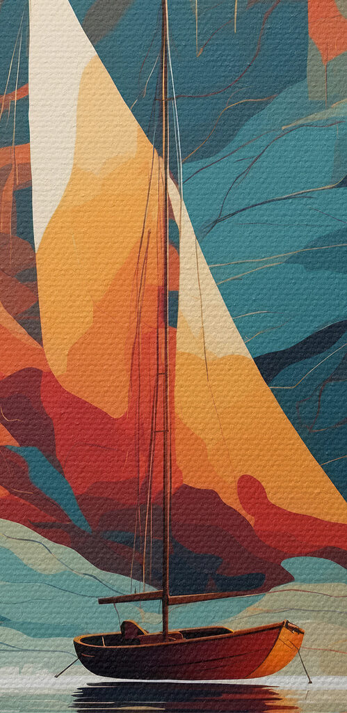 Sailboat on water with colorful clouds Sailboat on water with colorful clouds