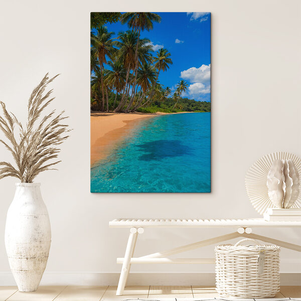 Vászonképek Vászonképek Pálmafás strand kék vízzel (Cikkszám: s40463)