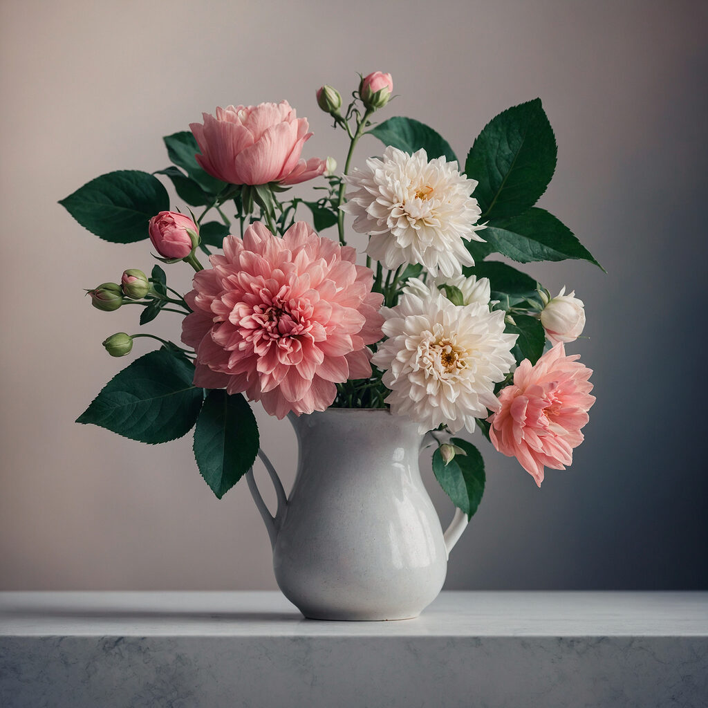 Vase of flowers on a table Vase of flowers on a table