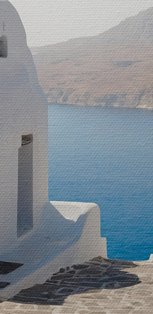 White buildings with a blue dome and a blue roof White buildings with a blue dome and a blue roof