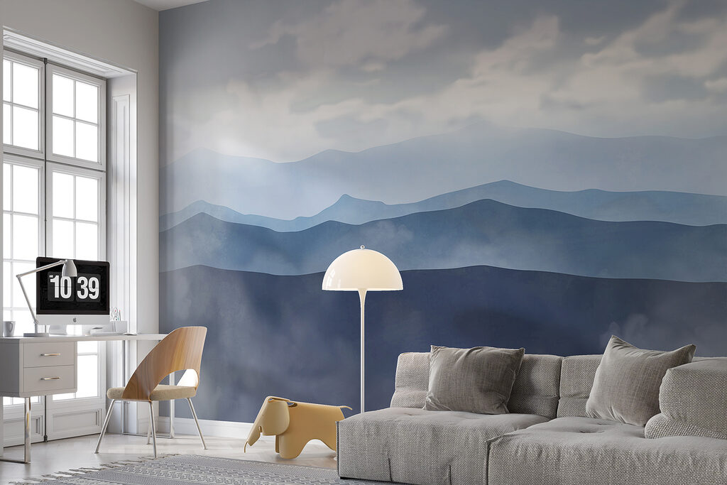 Mountain range with clouds