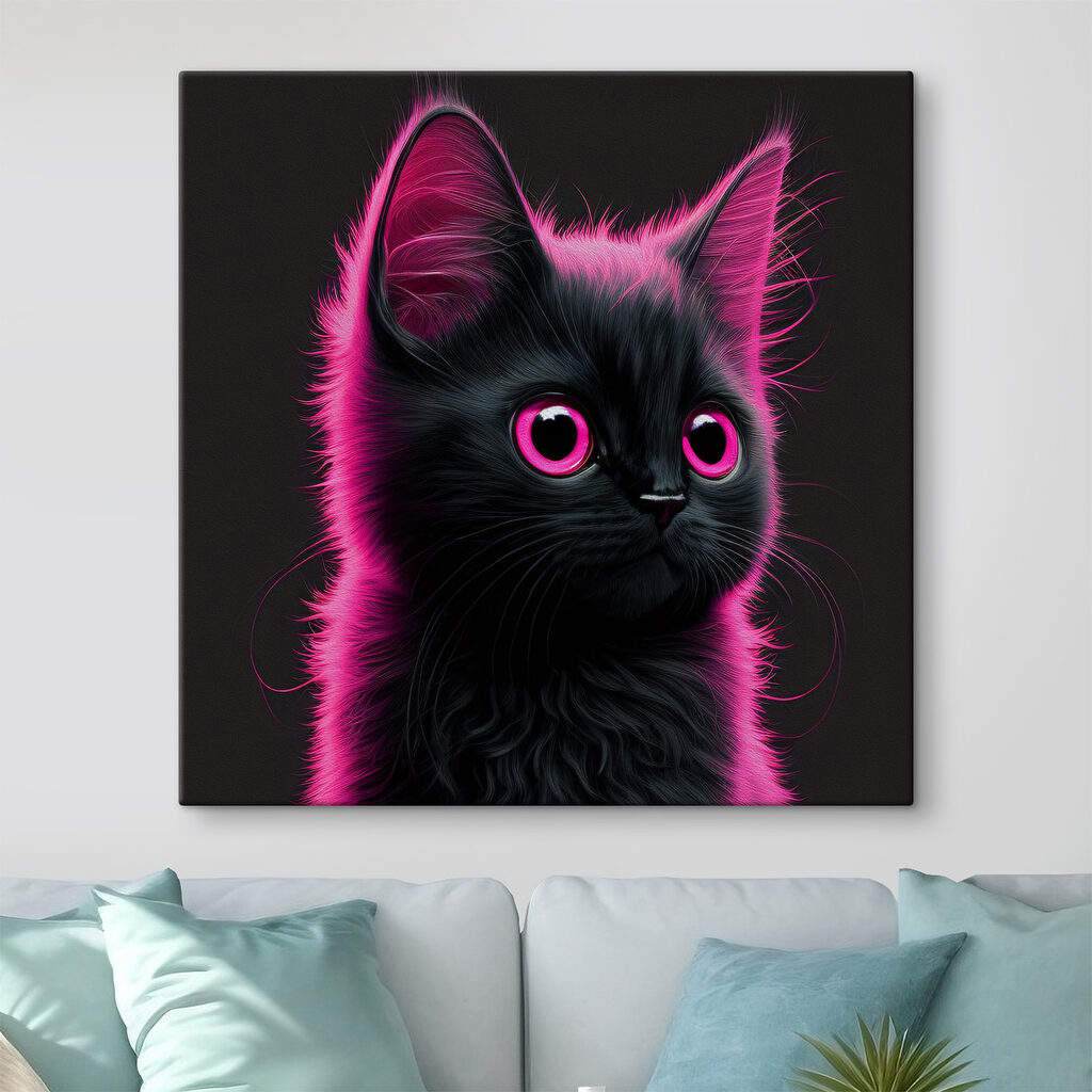 Black cat with pink hair