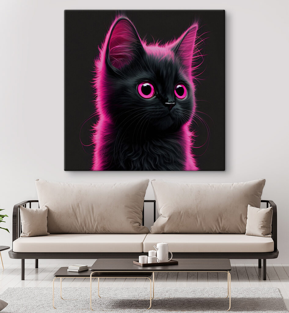 Black cat with pink hair