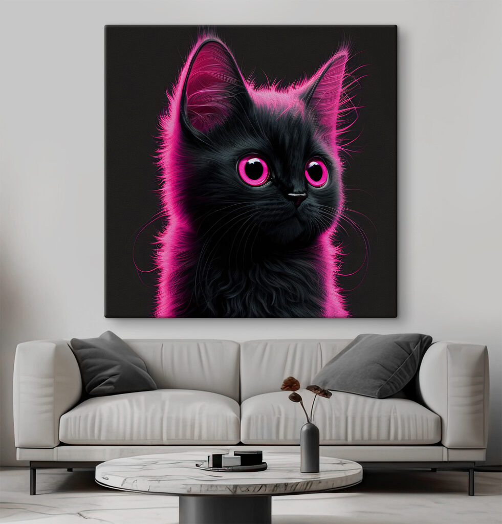 Black cat with pink hair