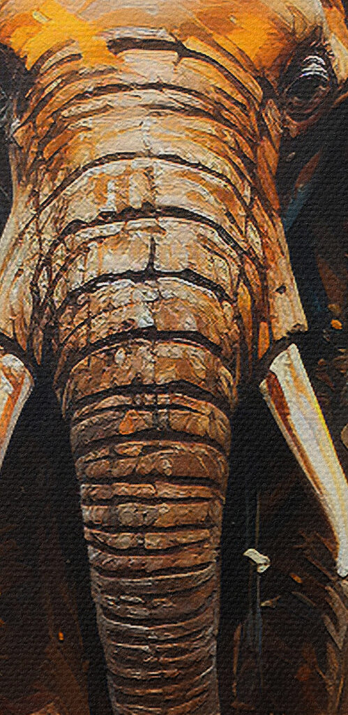 An elephant with tusks and dirt An elephant with tusks and dirt