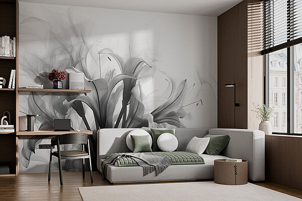 Fotótapéta Fotótapéta Fekete-fehér kép a virágokról (Cikkszám: w01072)