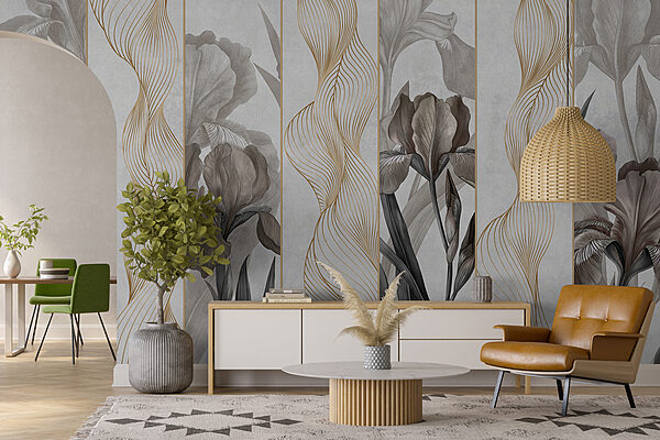 Elegáns hullámok és virágos design Elegáns hullámok és virágos design