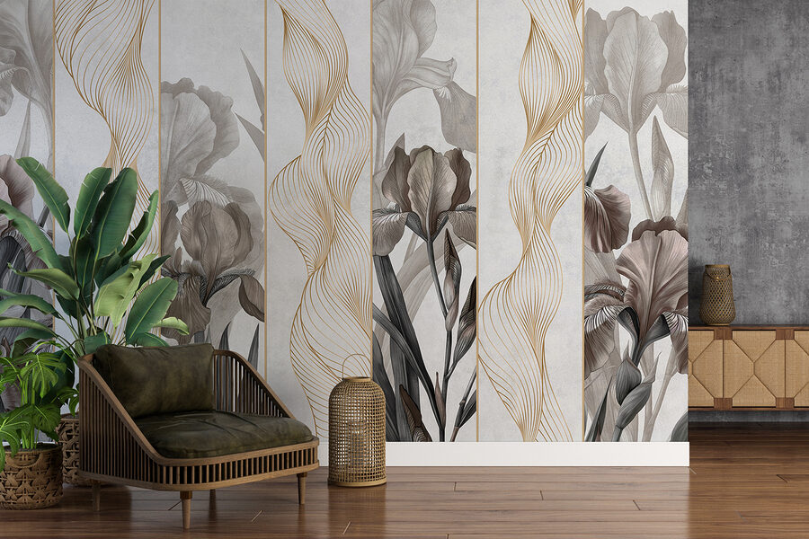 Elegáns hullámok és virágos design Elegáns hullámok és virágos design