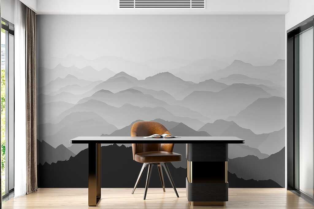 Mountain range with fog