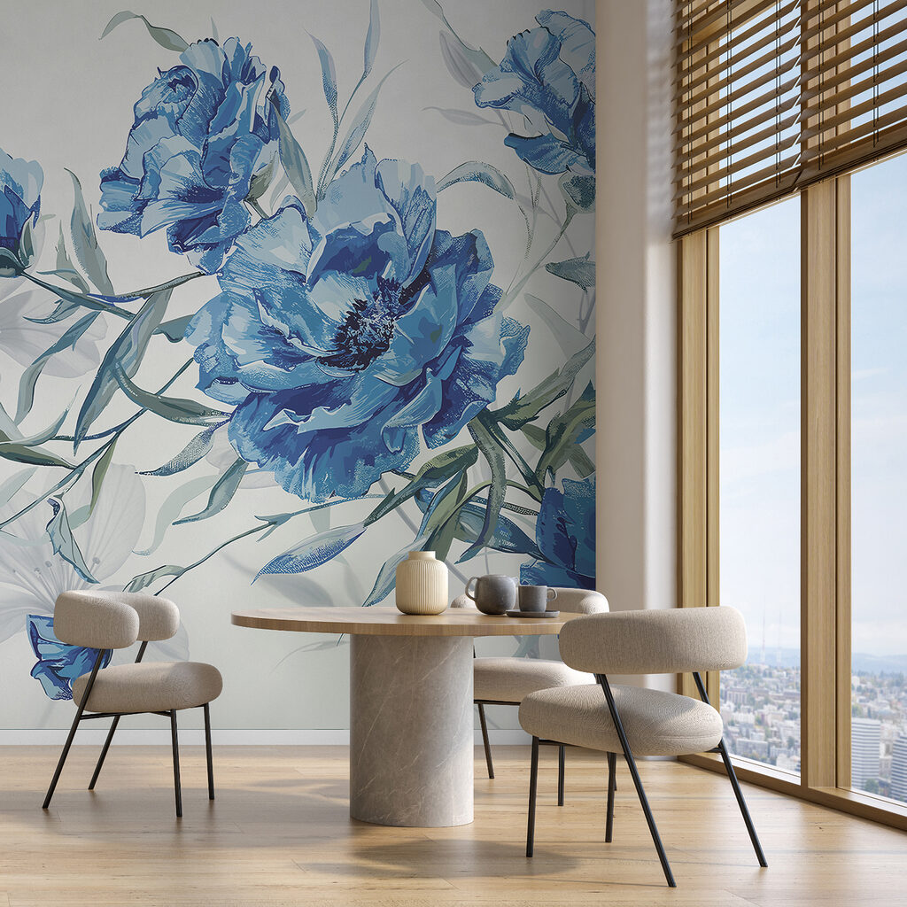 Blue flowers on a white background