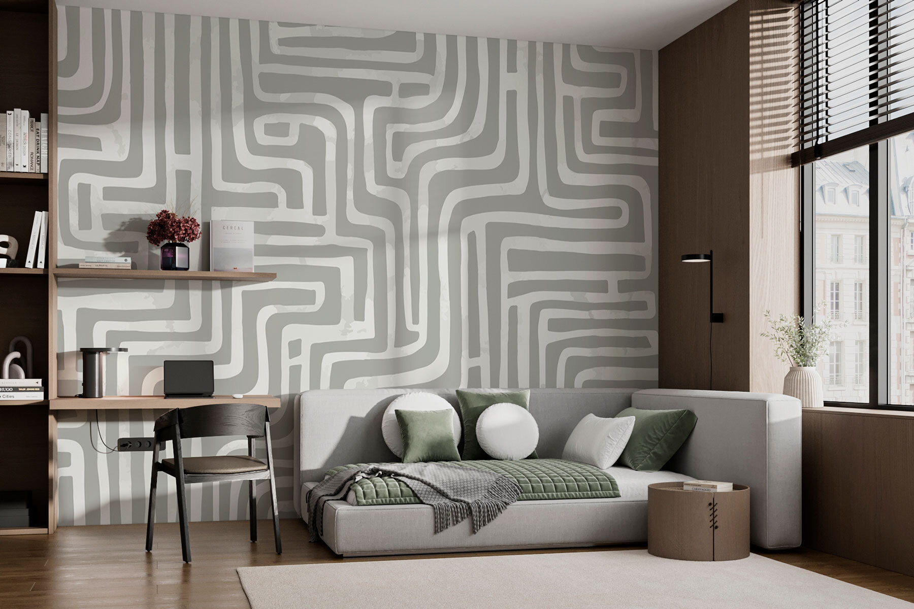 Grey and white maze