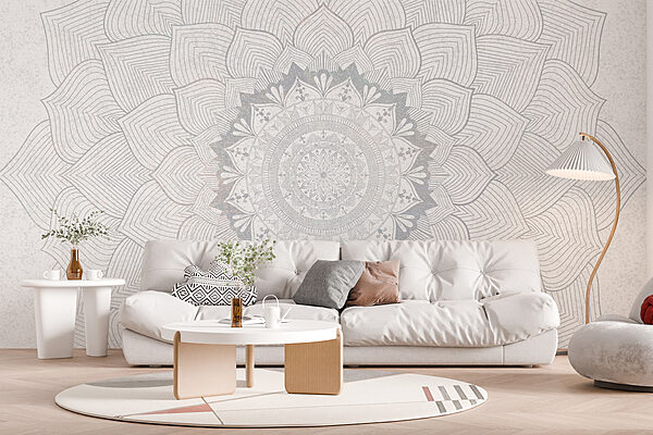 Fehér és szürke mandala Fehér és szürke mandala