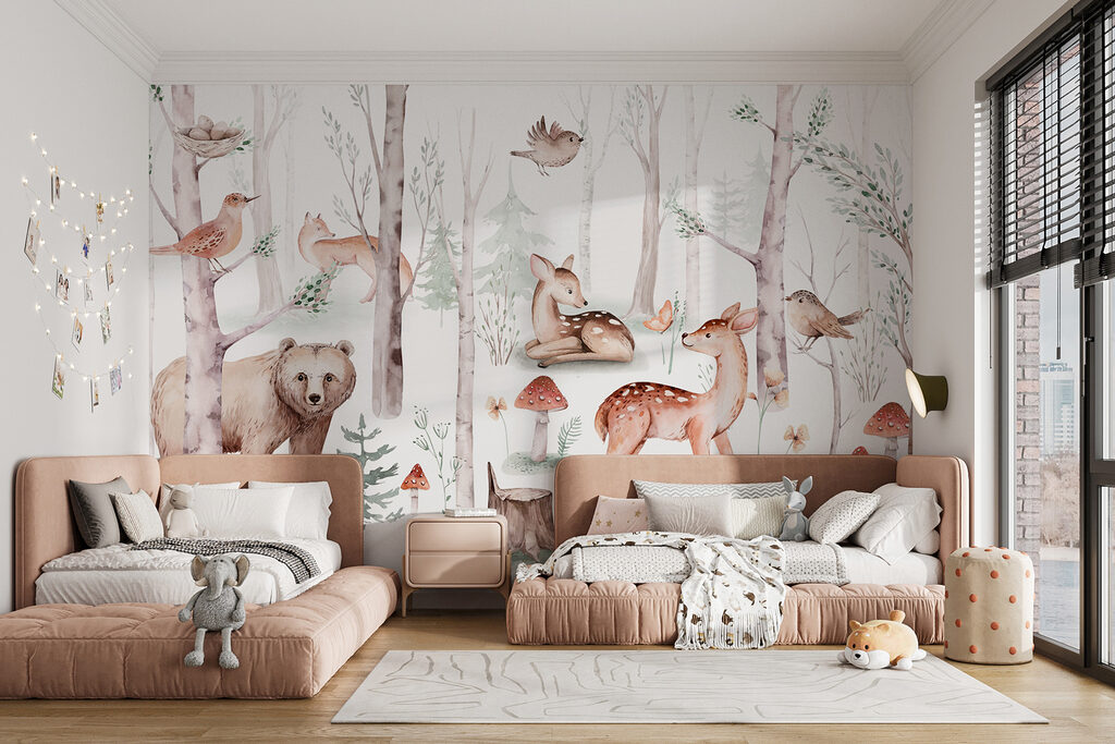 Group of animals in the woods Group of animals in the woods