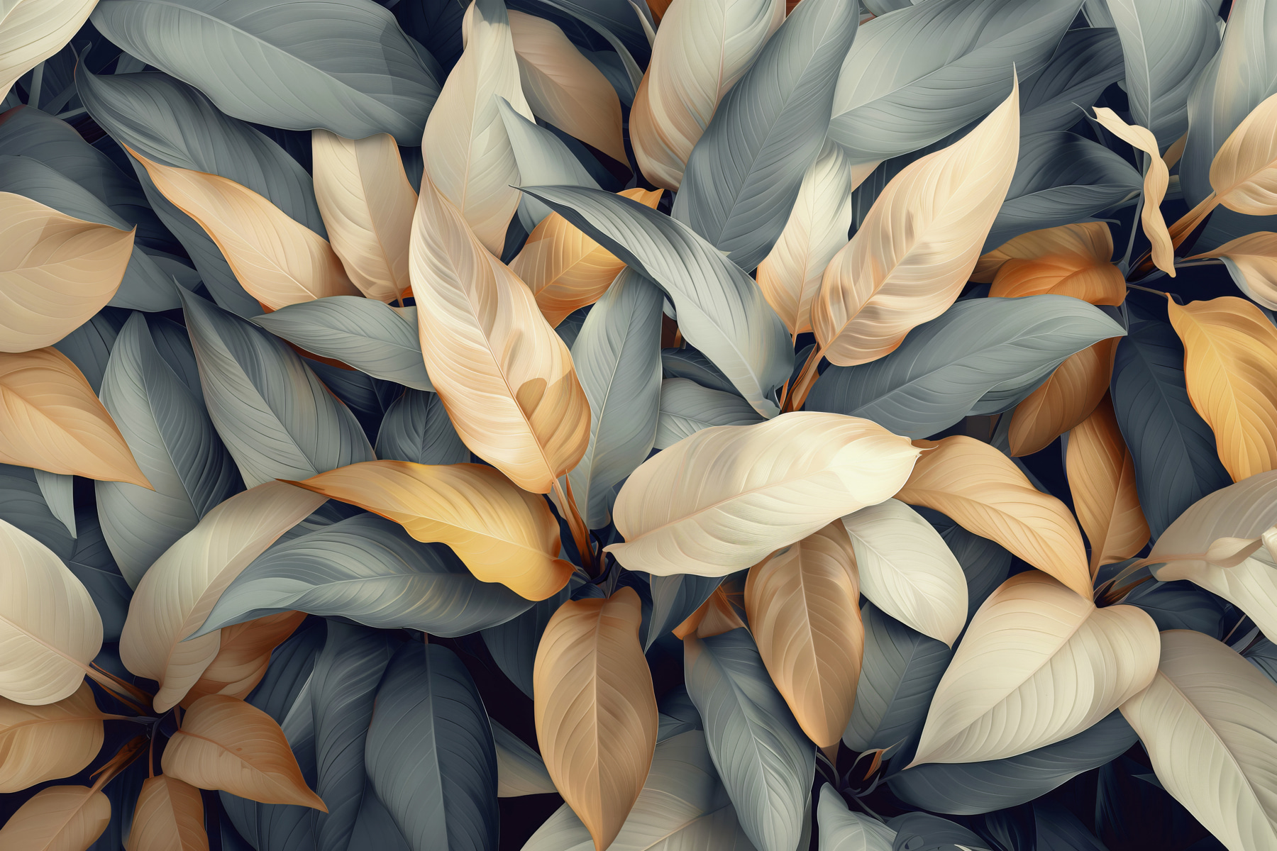 Group of leaves with different colors