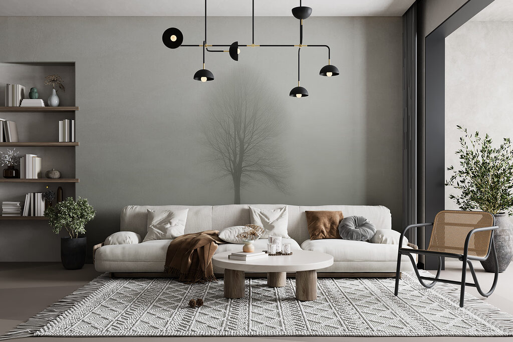 Tree in a foggy field