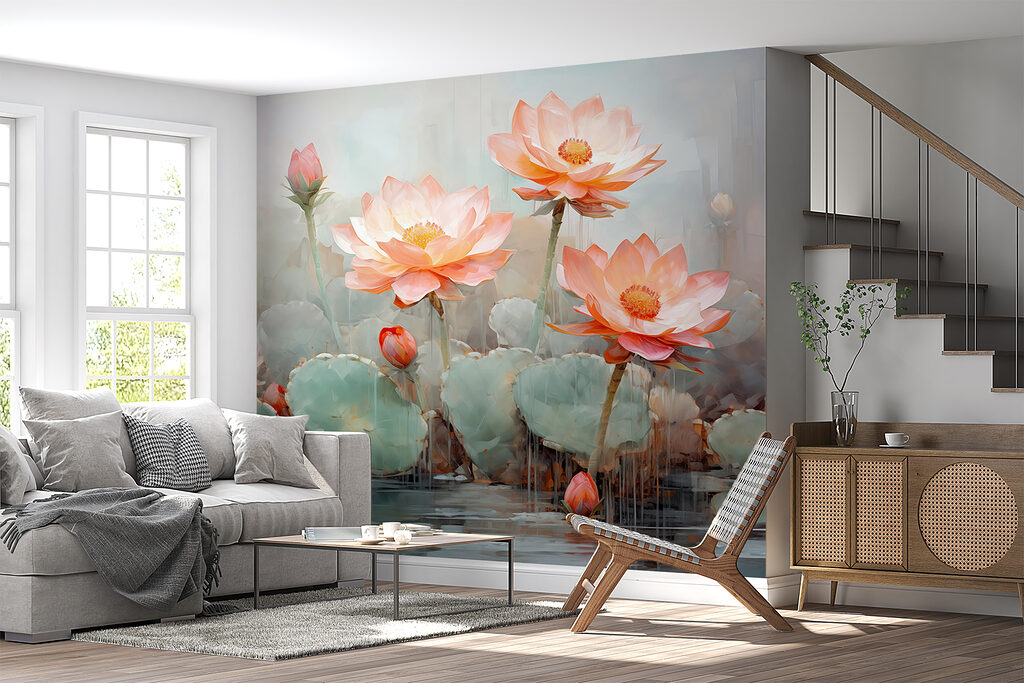 Group of pink flowers with green leaves