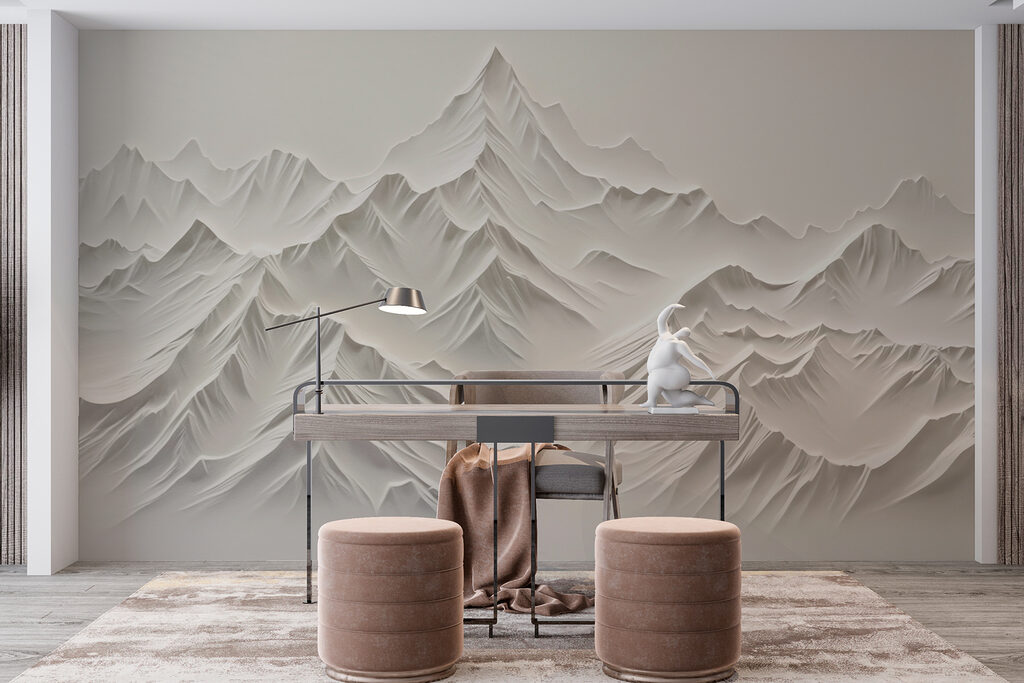 White mountain range with snow