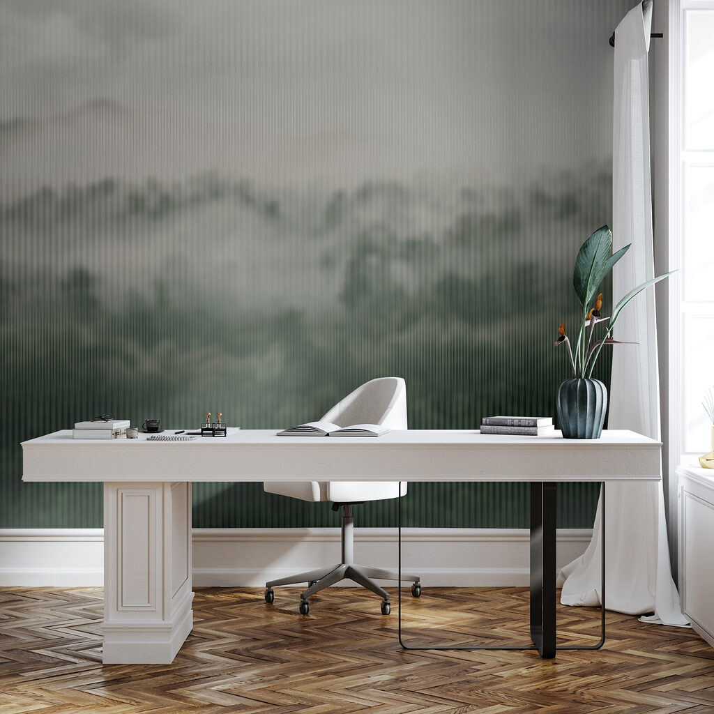 Foggy forest with trees