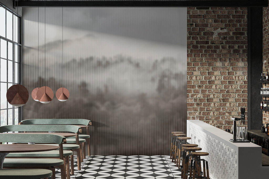 Foggy forest with trees