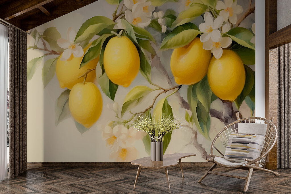 Painting of lemons on a tree Painting of lemons on a tree