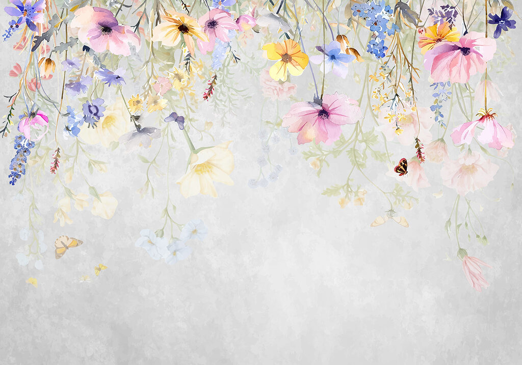 Painting of flowers and butterflies Painting of flowers and butterflies