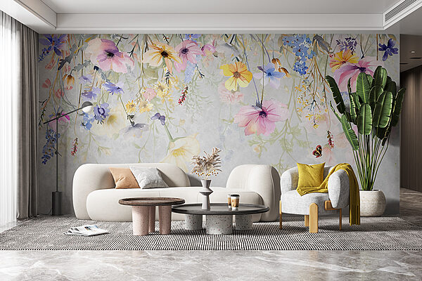 Painting of flowers and butterflies Painting of flowers and butterflies