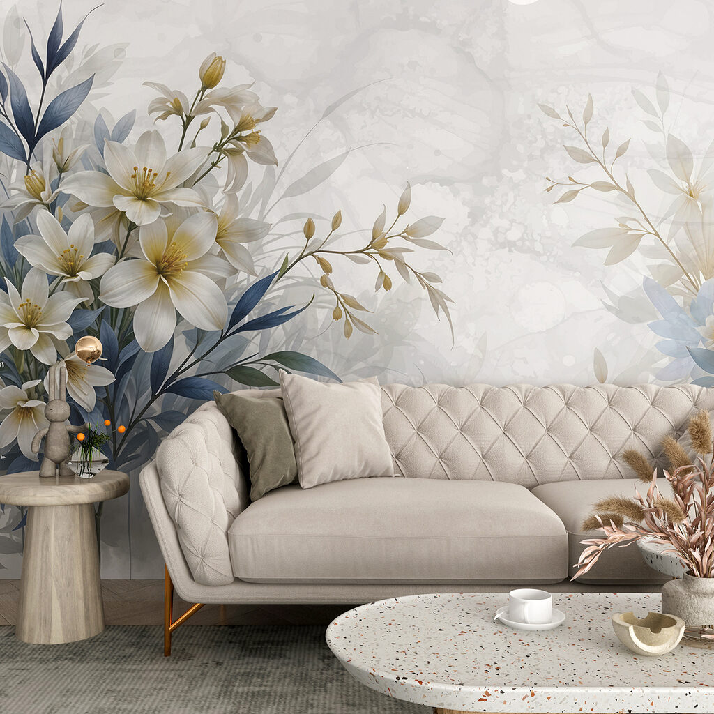 Painting of flowers and leaves