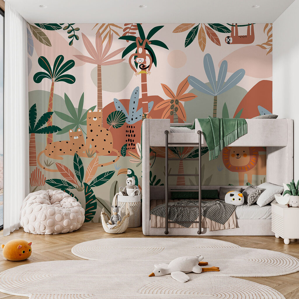 Cartoon of animals in a jungle Cartoon of animals in a jungle