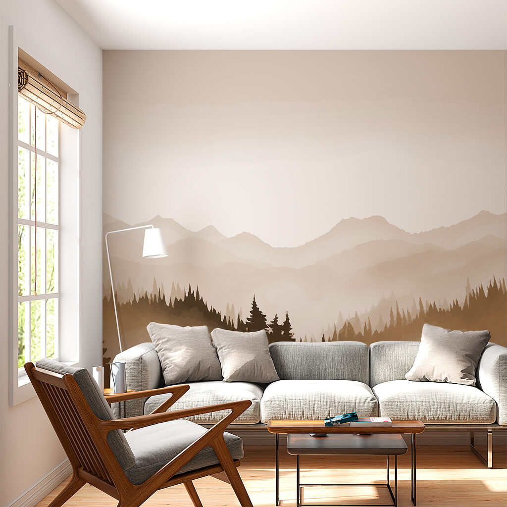 Landscape of trees and mountains Landscape of trees and mountains